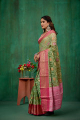 Green Cotton Silk Woven Ready to Wear Saree