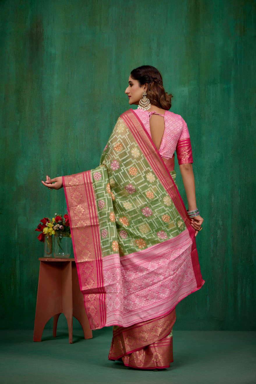 Green Cotton Silk Woven Ready to Wear Saree