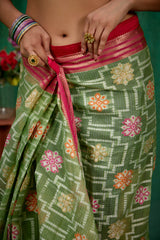 Green Cotton Silk Woven Ready to Wear Saree