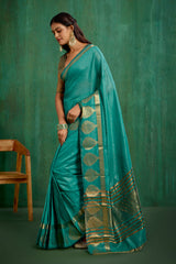 Green Cotton Silk Woven Ready to Wear Saree