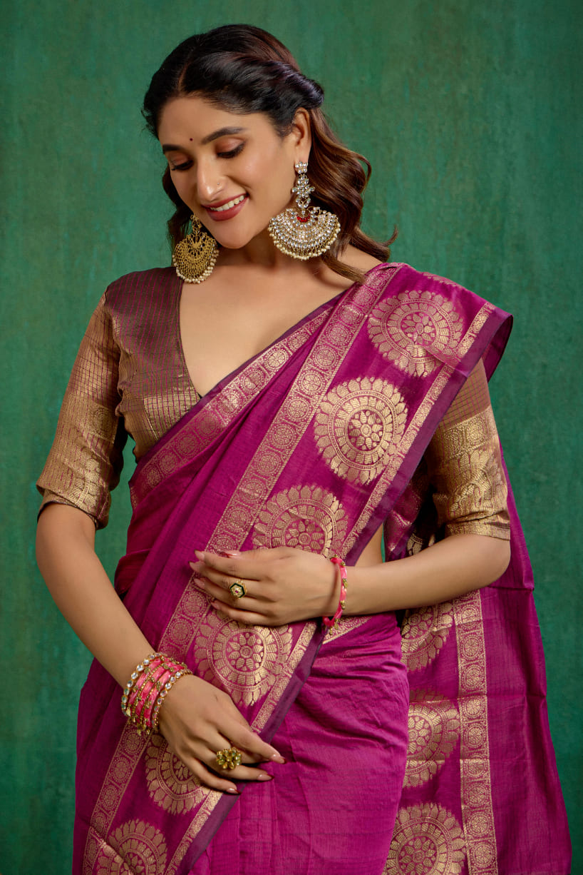 Pink Cotton Silk Woven Ready to Wear Saree