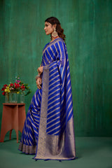 Blue Organza Silk Woven Ready to Wear Saree