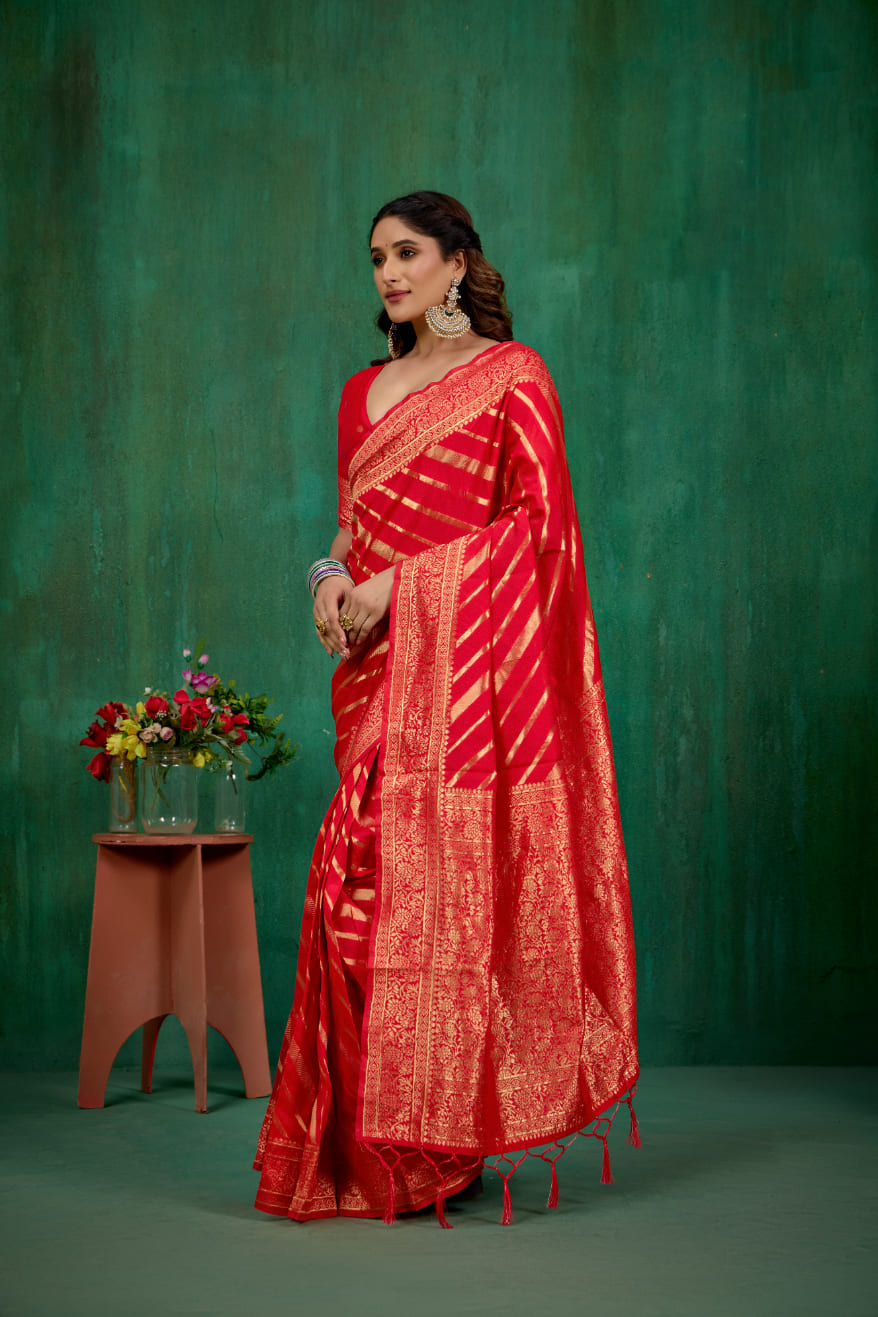 Red Banarasi Art Silk Woven Ready to Wear Saree