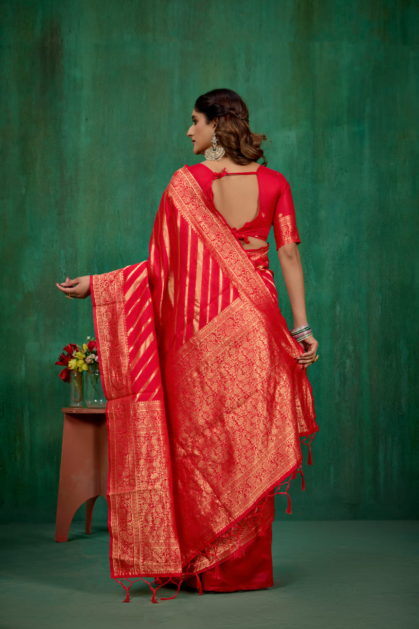 Red Banarasi Art Silk Woven Ready to Wear Saree