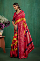 Multi Tussar Silk Block Print Ready to Wear Saree