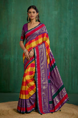 Multi Tussar Silk Block Print Ready to Wear Saree