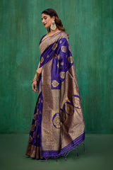 Purple Banarasi Art Silk Woven Jacquard Ready to Wear Saree