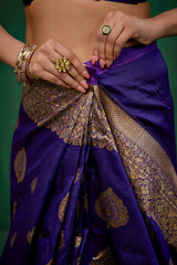 Purple Banarasi Art Silk Woven Jacquard Ready to Wear Saree