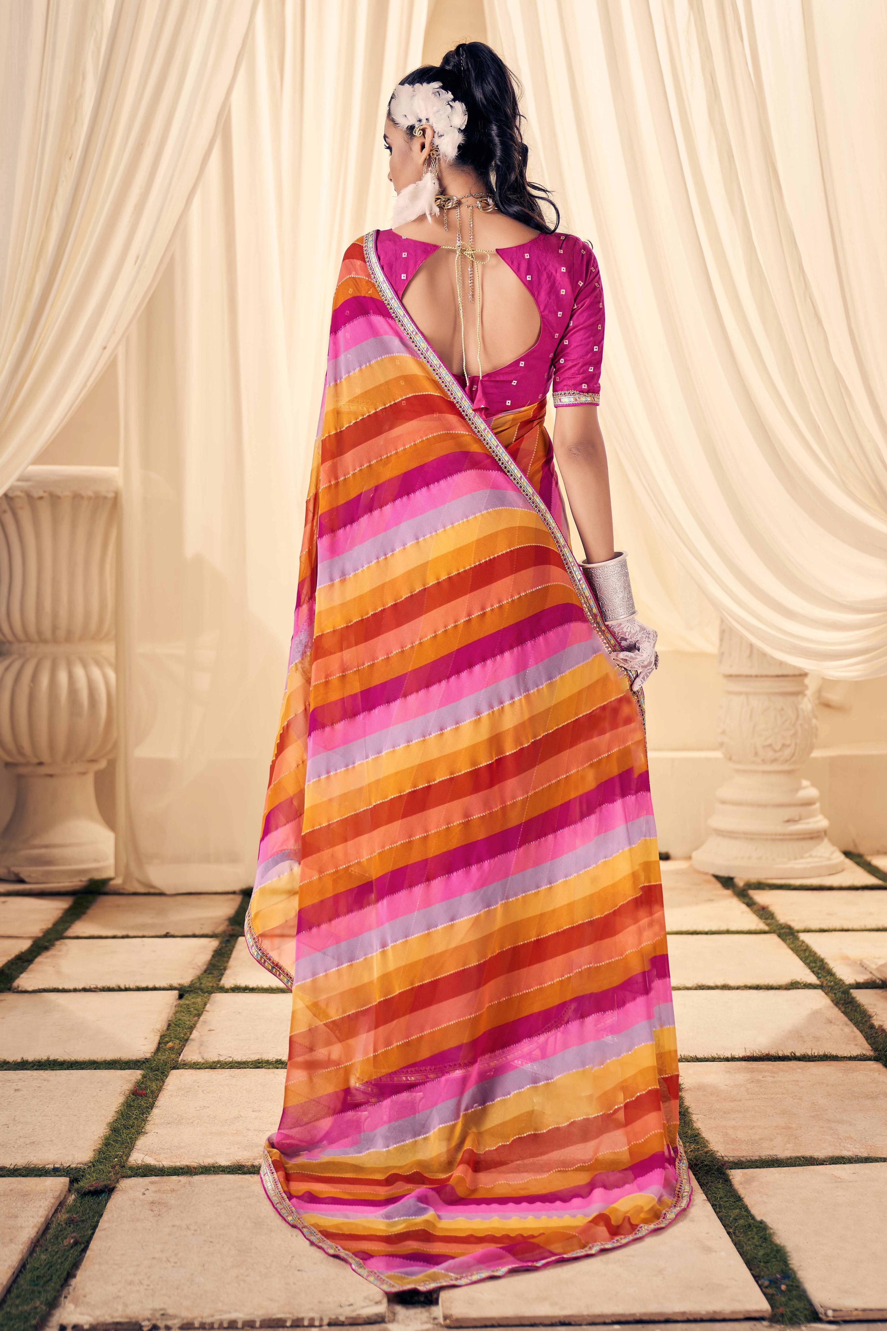 Multi Weightless Foil Print Saree