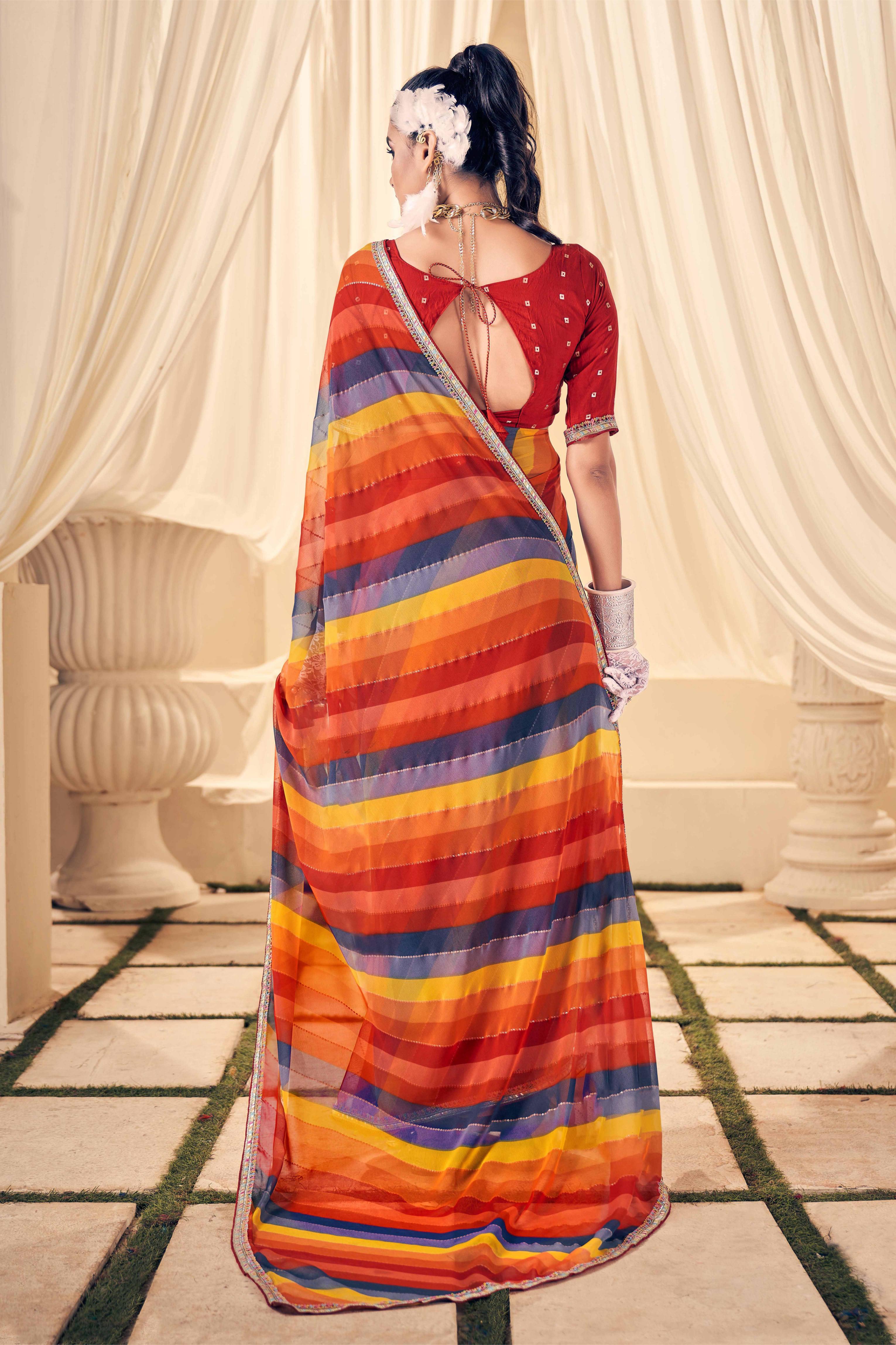 Multi Weightless Foil Print Saree