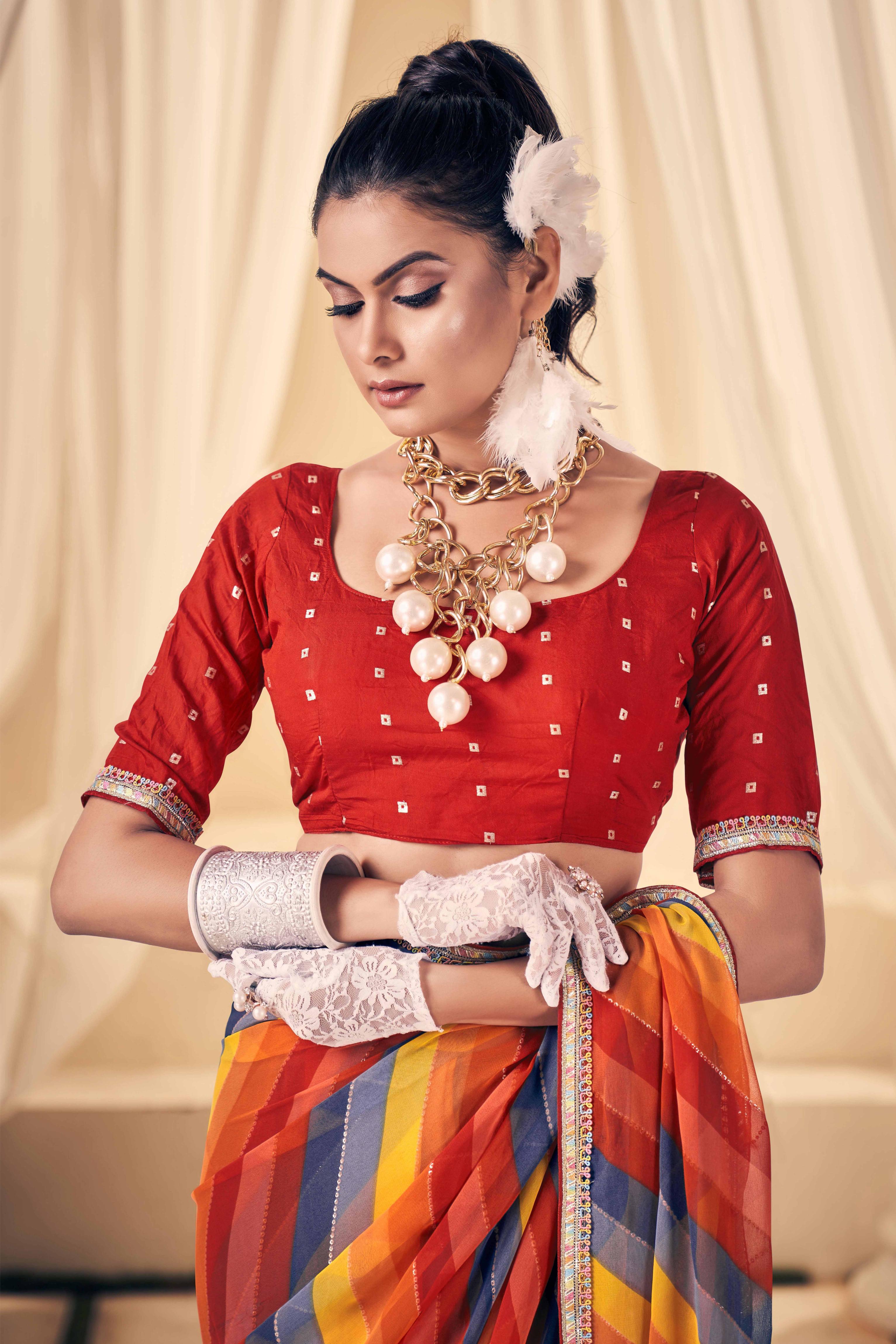 Multi Weightless Foil Print Saree