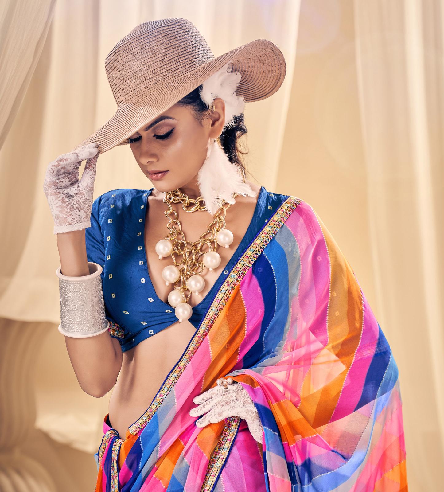 Multi Weightless Foil Print Saree