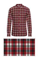 Maroon Cotton Plaid Checks Button Down Long Sleeves Mens Casual Shirt