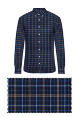 Blue Cotton Plaid Checks Button Down Long Sleeves Mens Casual Shirt