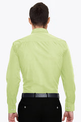 Pistachio Solid Plain Cotton Shirt With Spread Collar and Full Sleeves