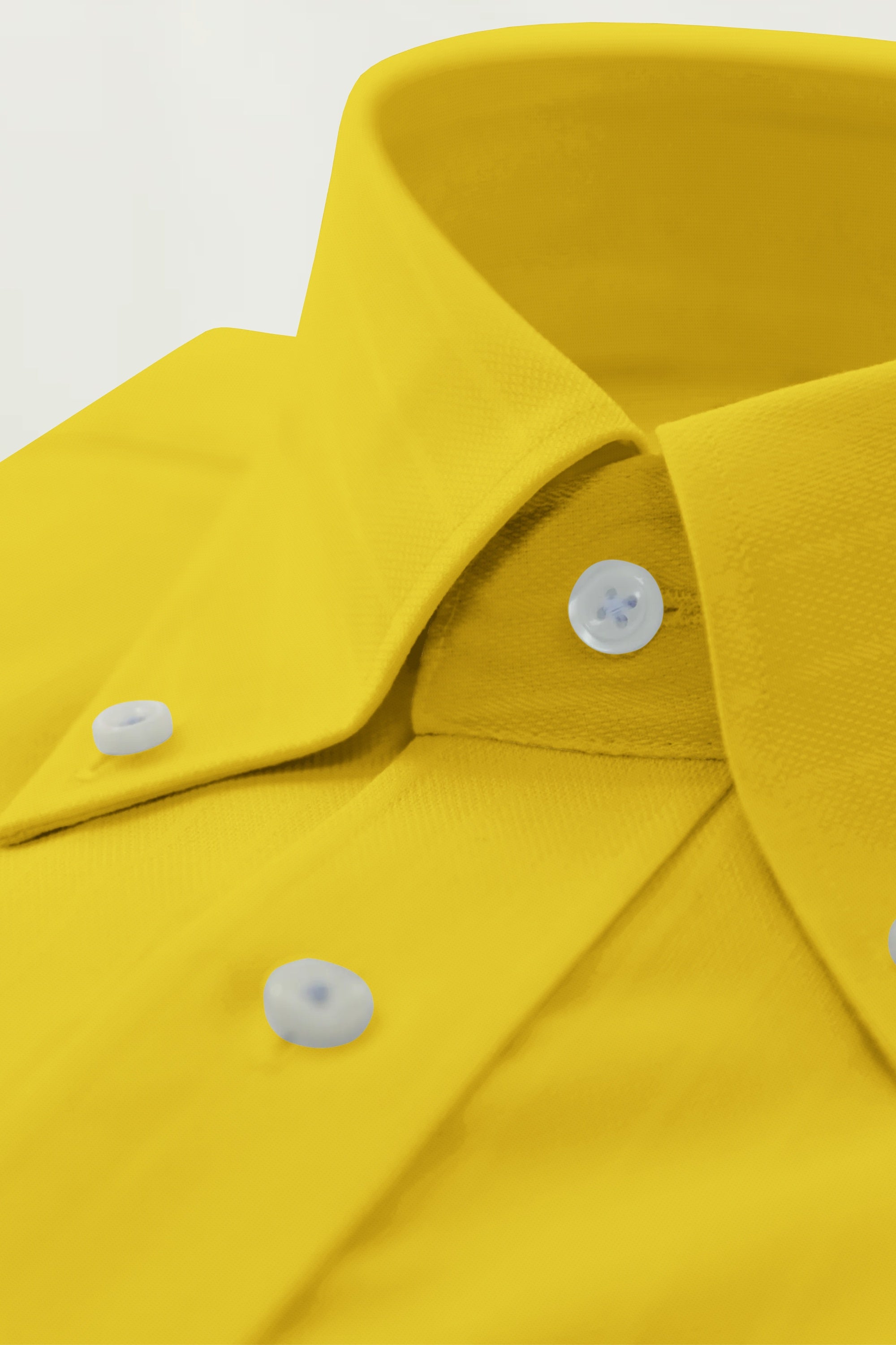 Lime Yellow Solid Plain Cotton Shirt With Spread Collar and Full Sleeves