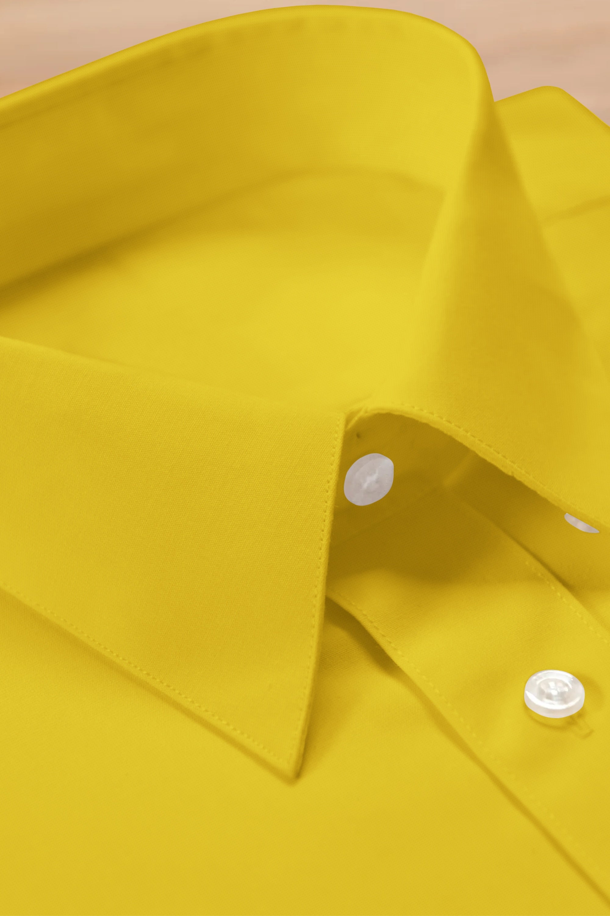 Lime Yellow Solid Plain Cotton Shirt With Spread Collar and Full Sleeves