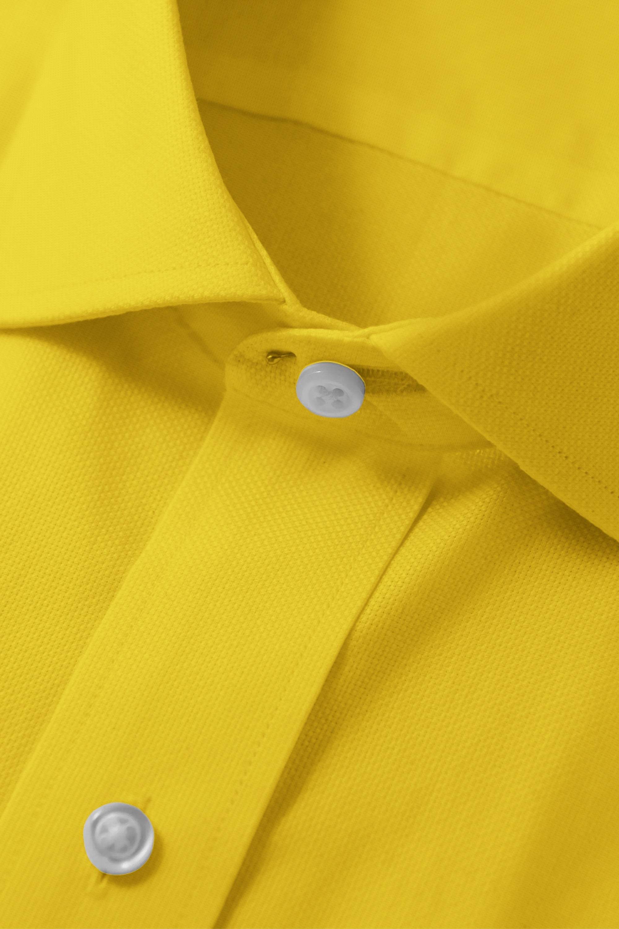 Lime Yellow Solid Plain Cotton Shirt With Spread Collar and Full Sleeves