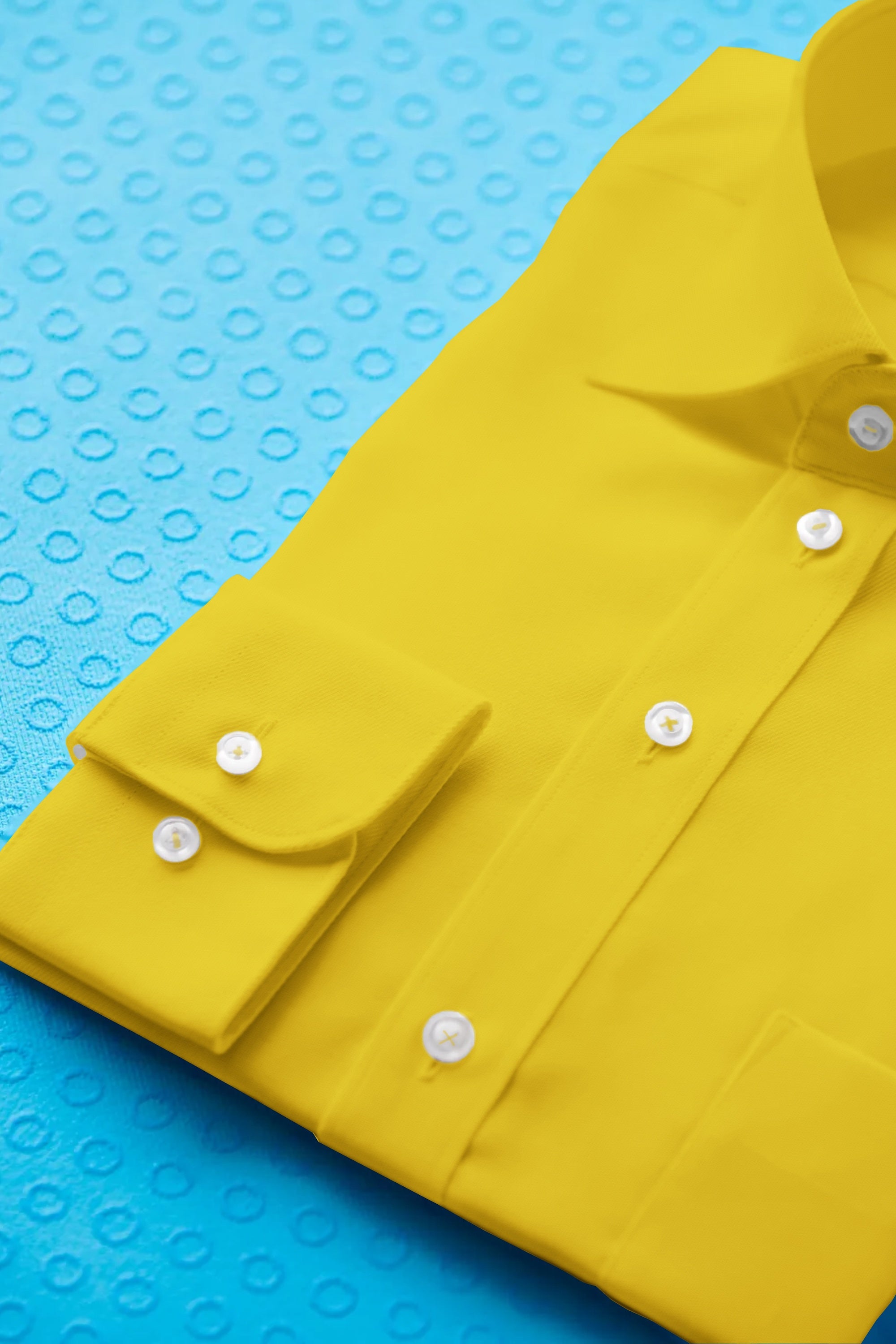 Lime Yellow Solid Plain Cotton Shirt With Spread Collar and Full Sleeves