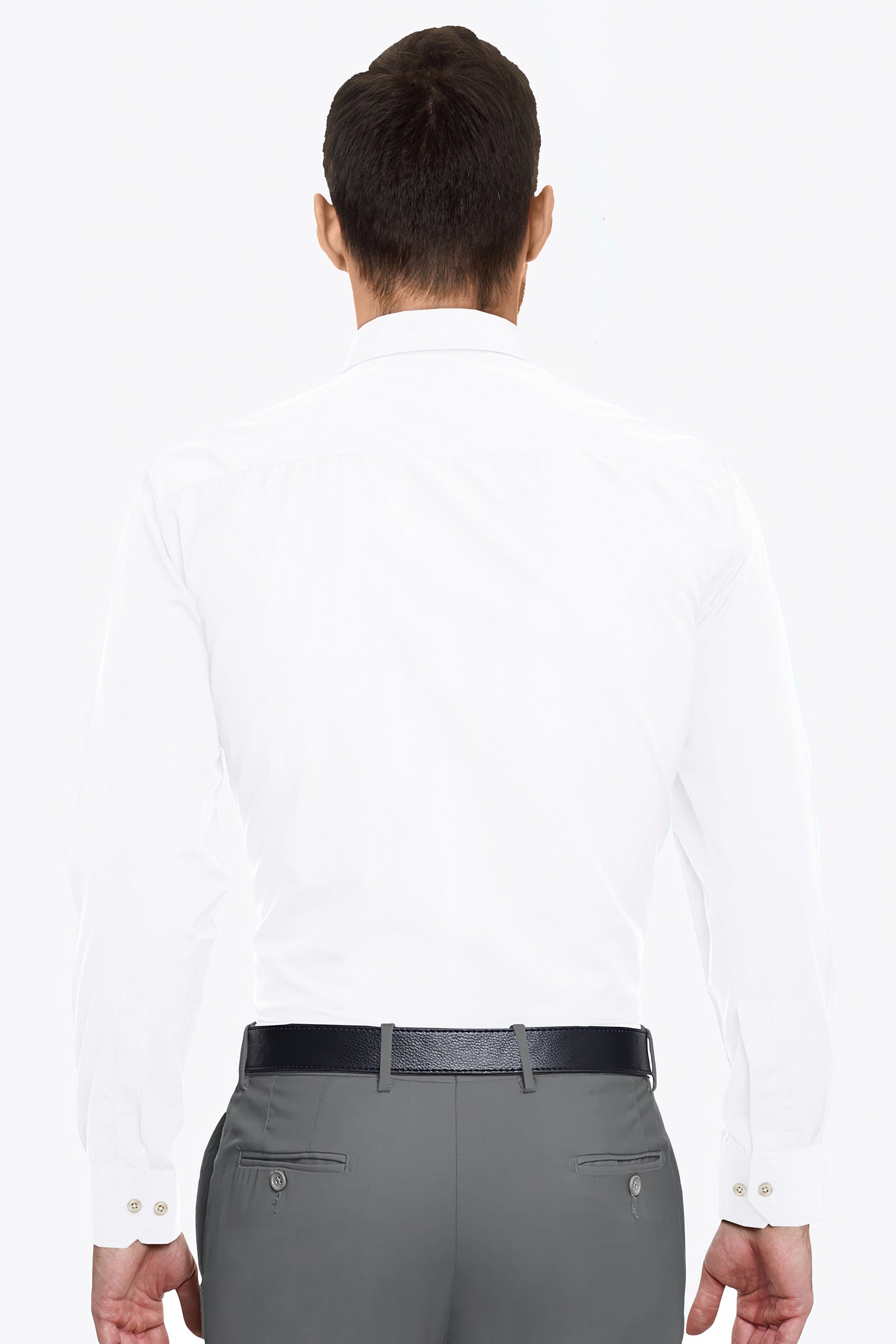 White Solid Plain Cotton Shirt With Spread Collar and Full Sleeves