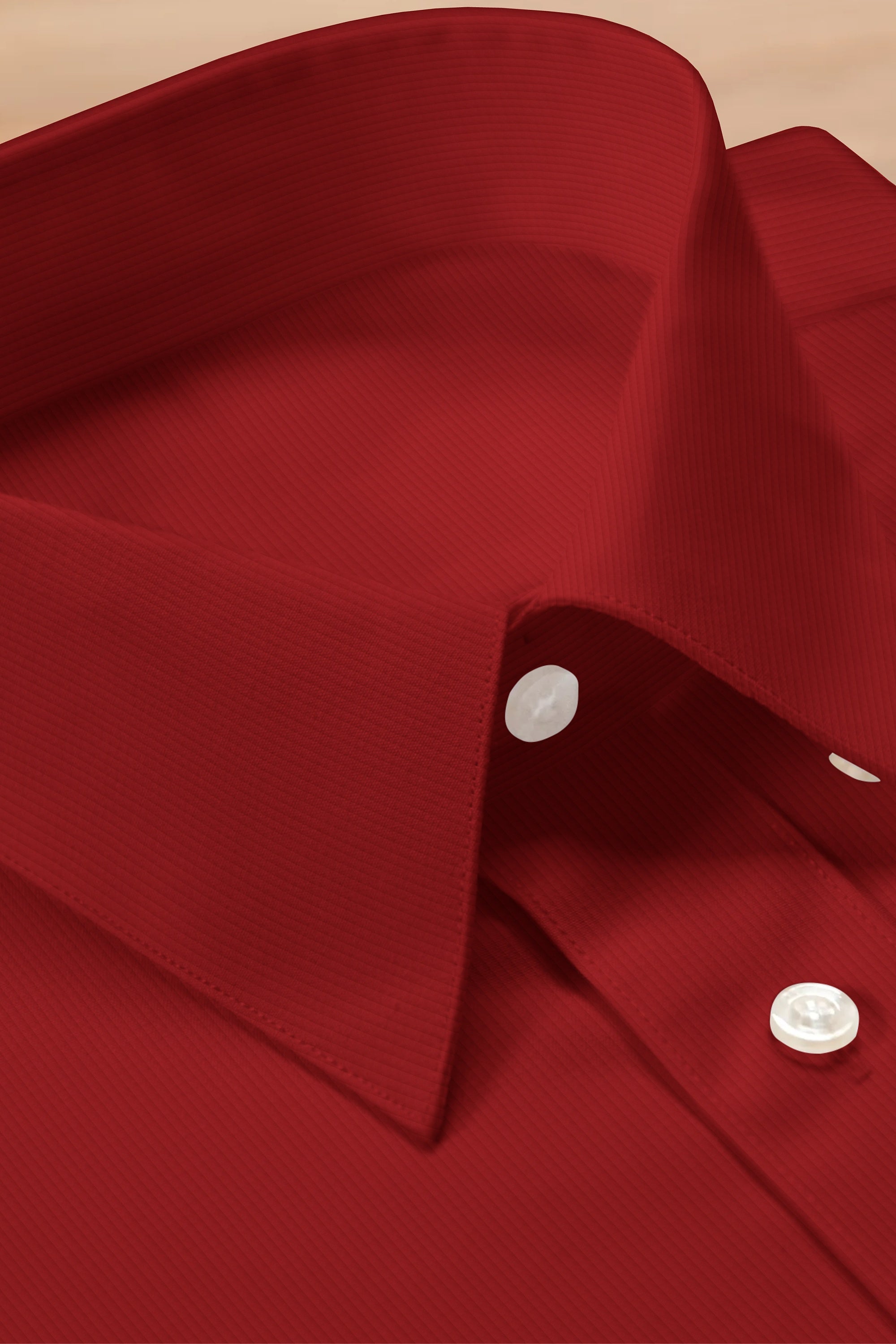 Red Solid Plain Cotton Shirt With Spread Collar and Full Sleeves