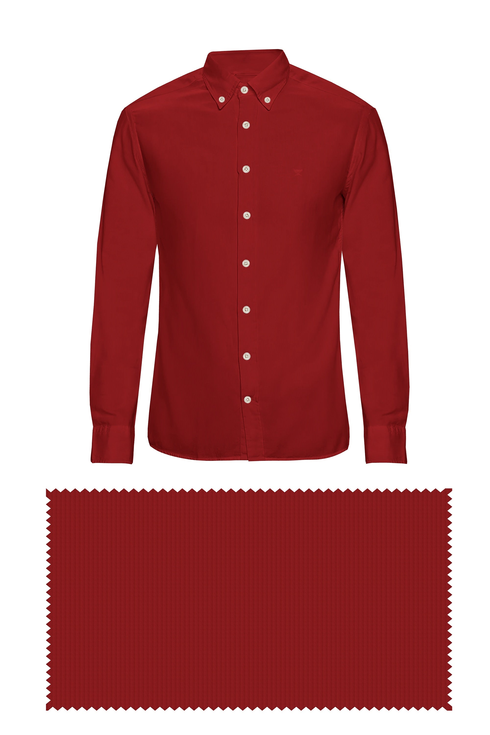 Red Solid Plain Cotton Shirt With Spread Collar and Full Sleeves