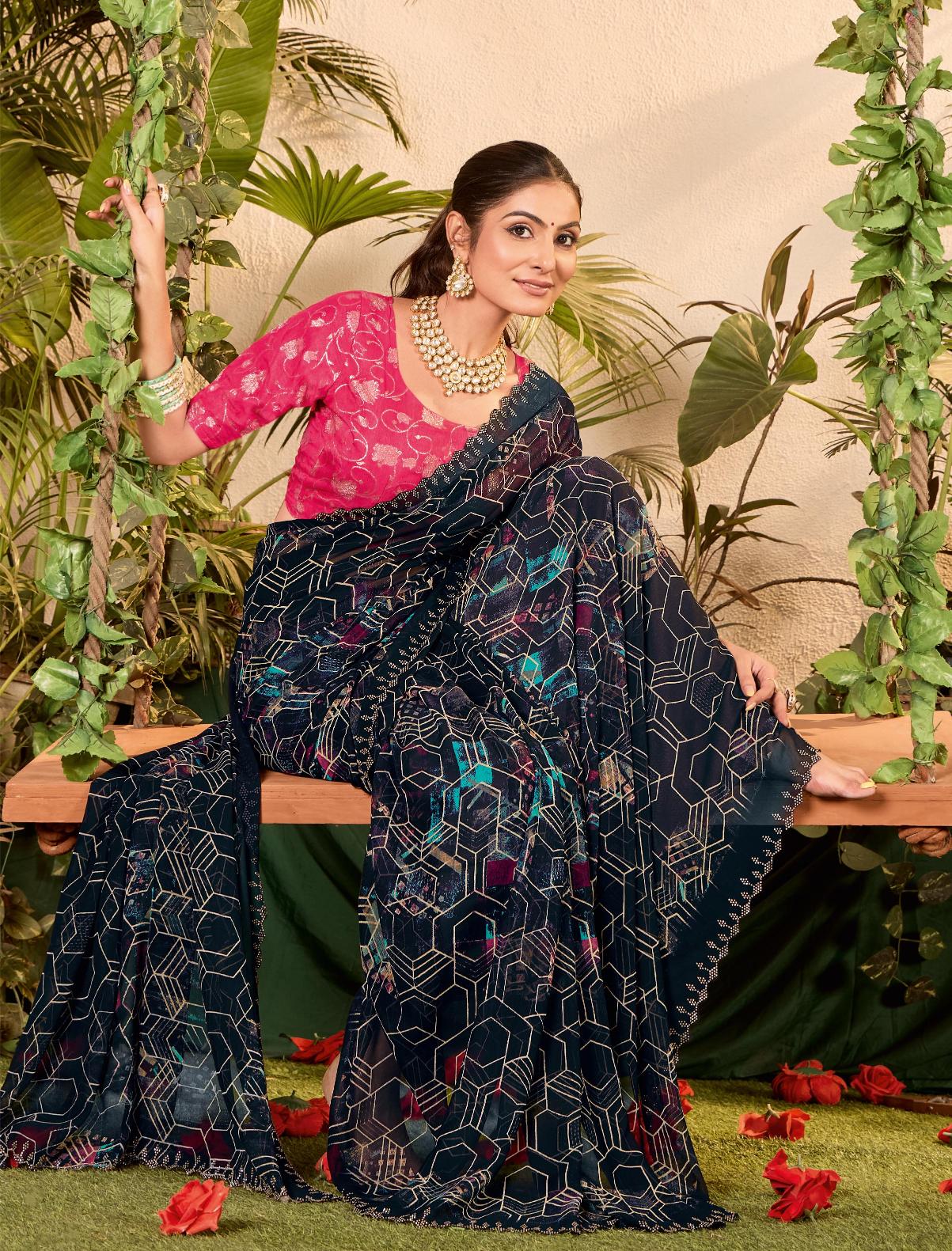 Blue Weightless Zarkan Saree