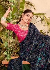 Blue Weightless Zarkan Saree