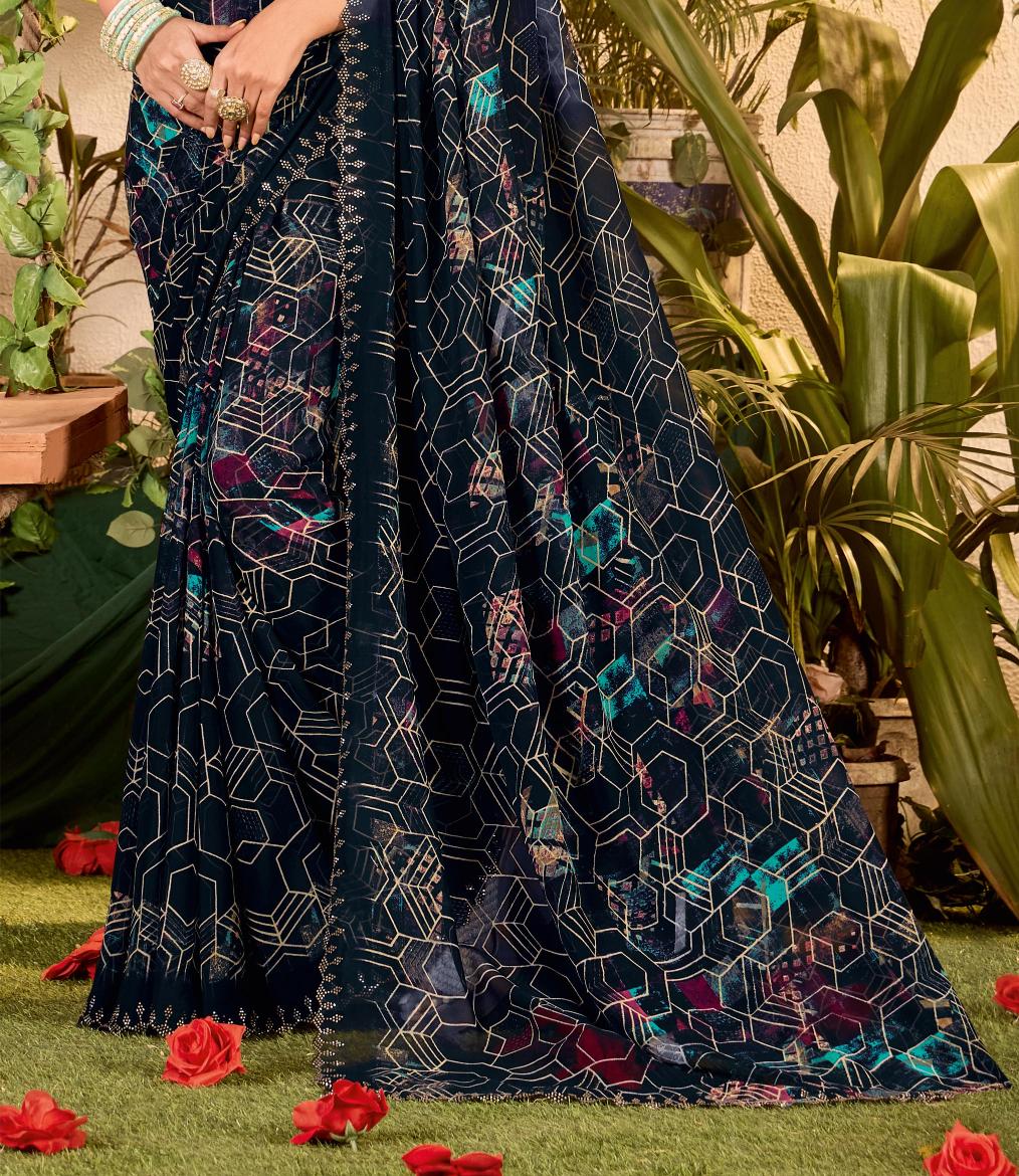 Blue Weightless Zarkan Saree
