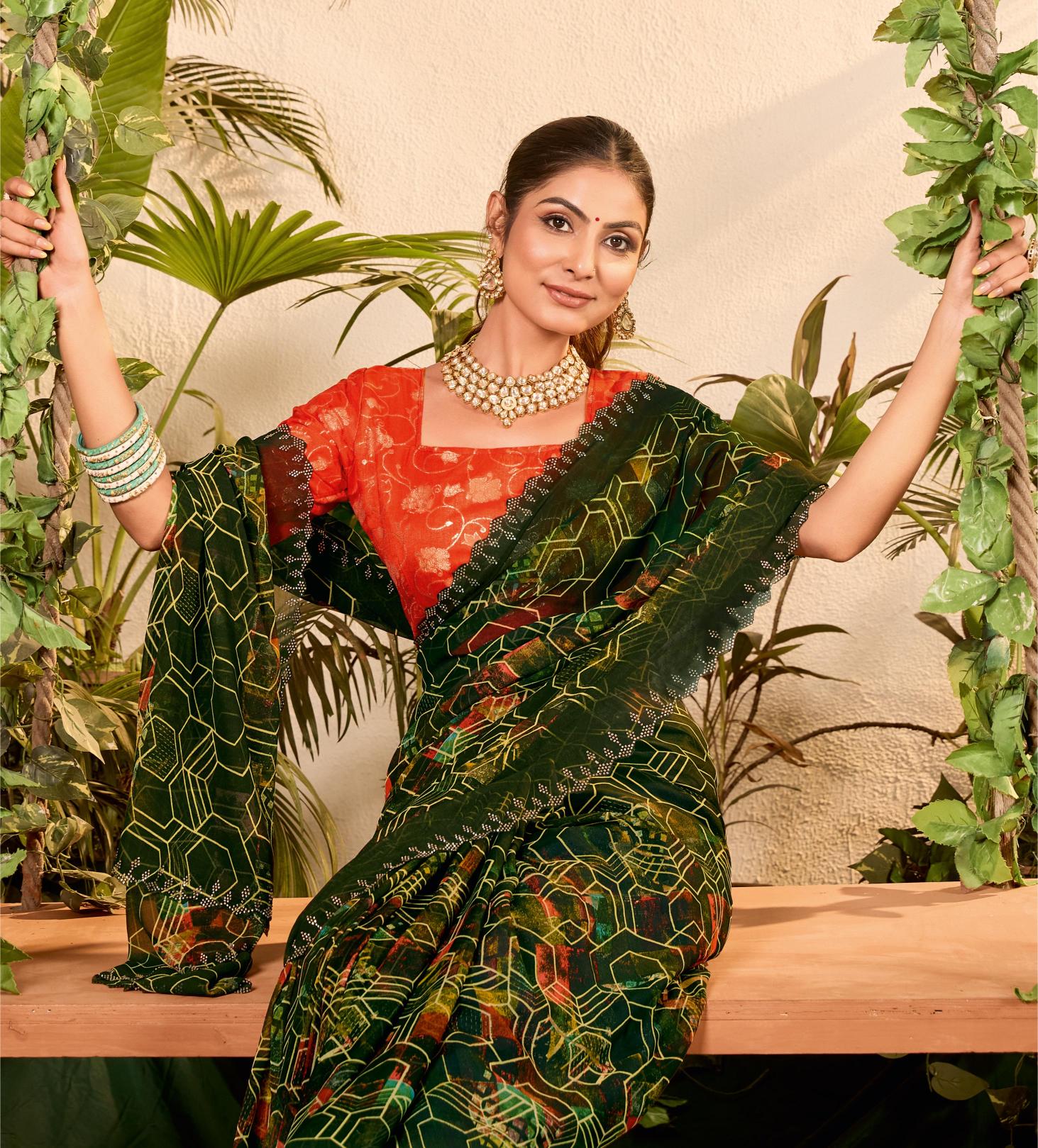 Green Weightless Zarkan Saree