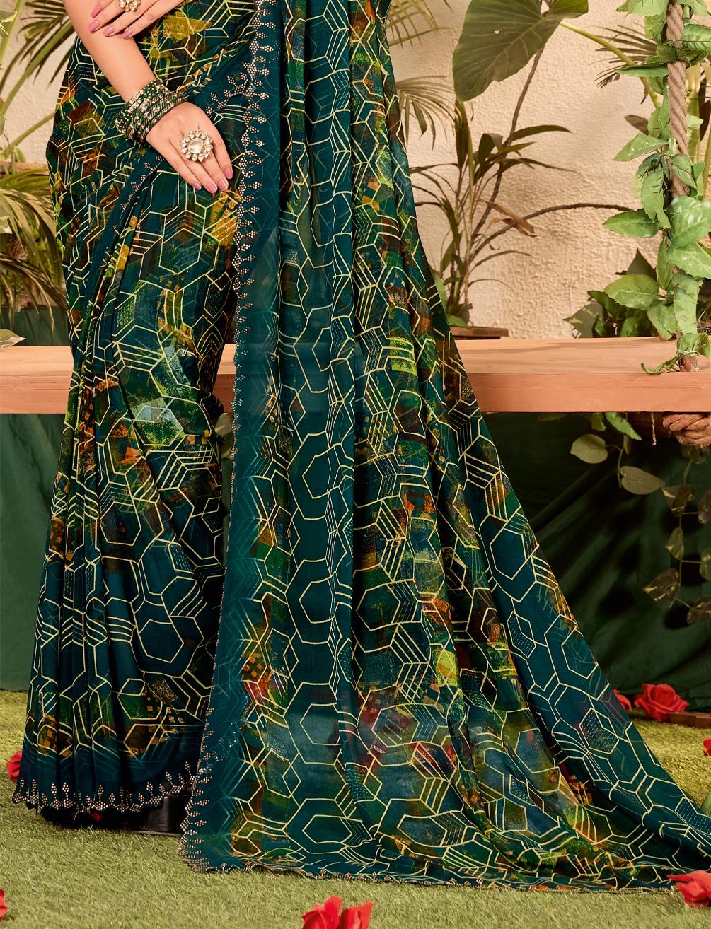 Teal Weightless Zarkan Saree