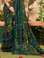 Teal Weightless Zarkan Saree