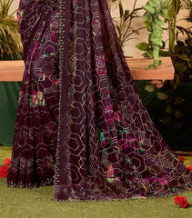 Wine Weightless Zarkan Saree