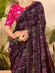 Wine Weightless Zarkan Saree