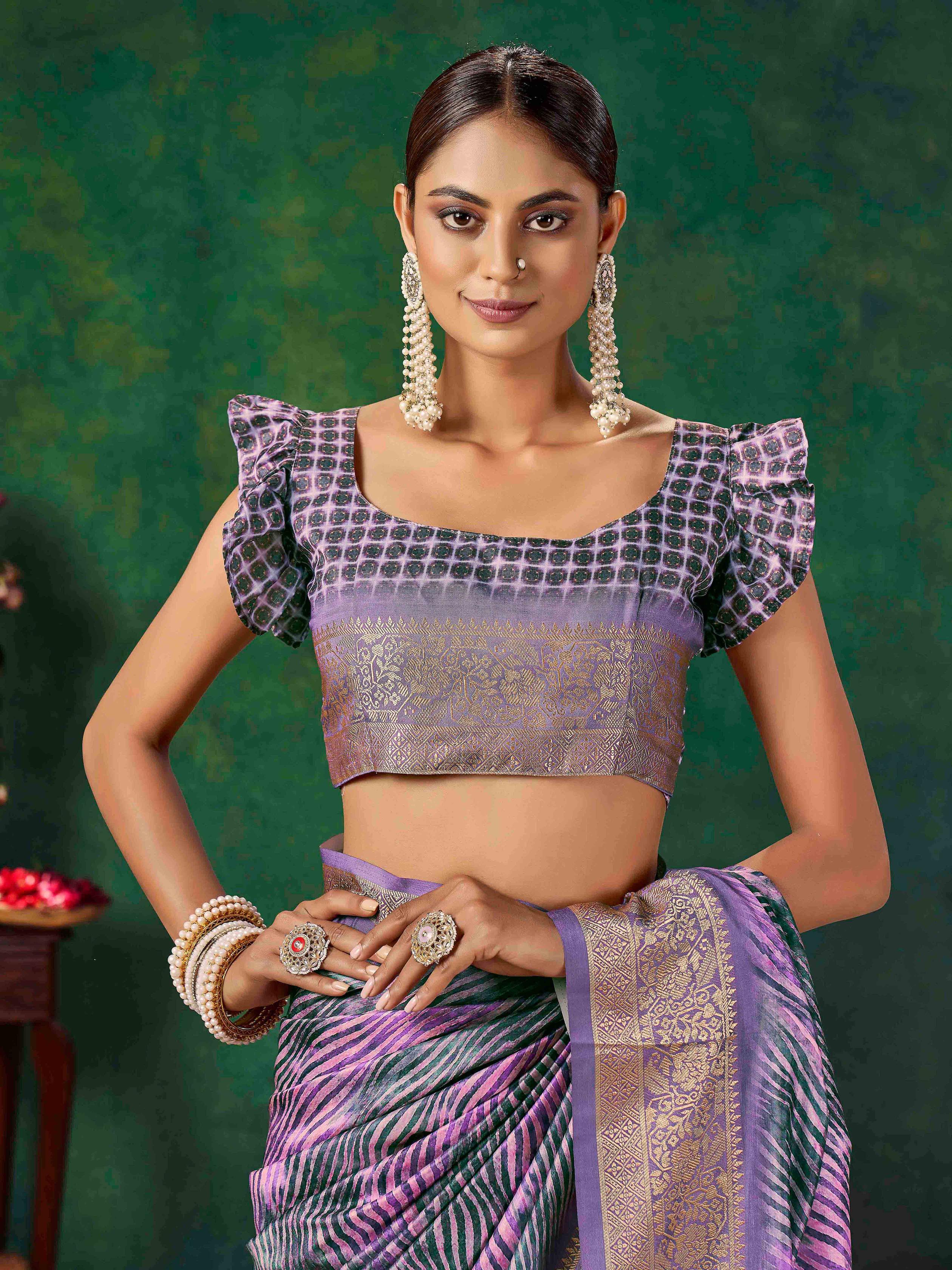 Violet Velvet Tussar Silk  Saree