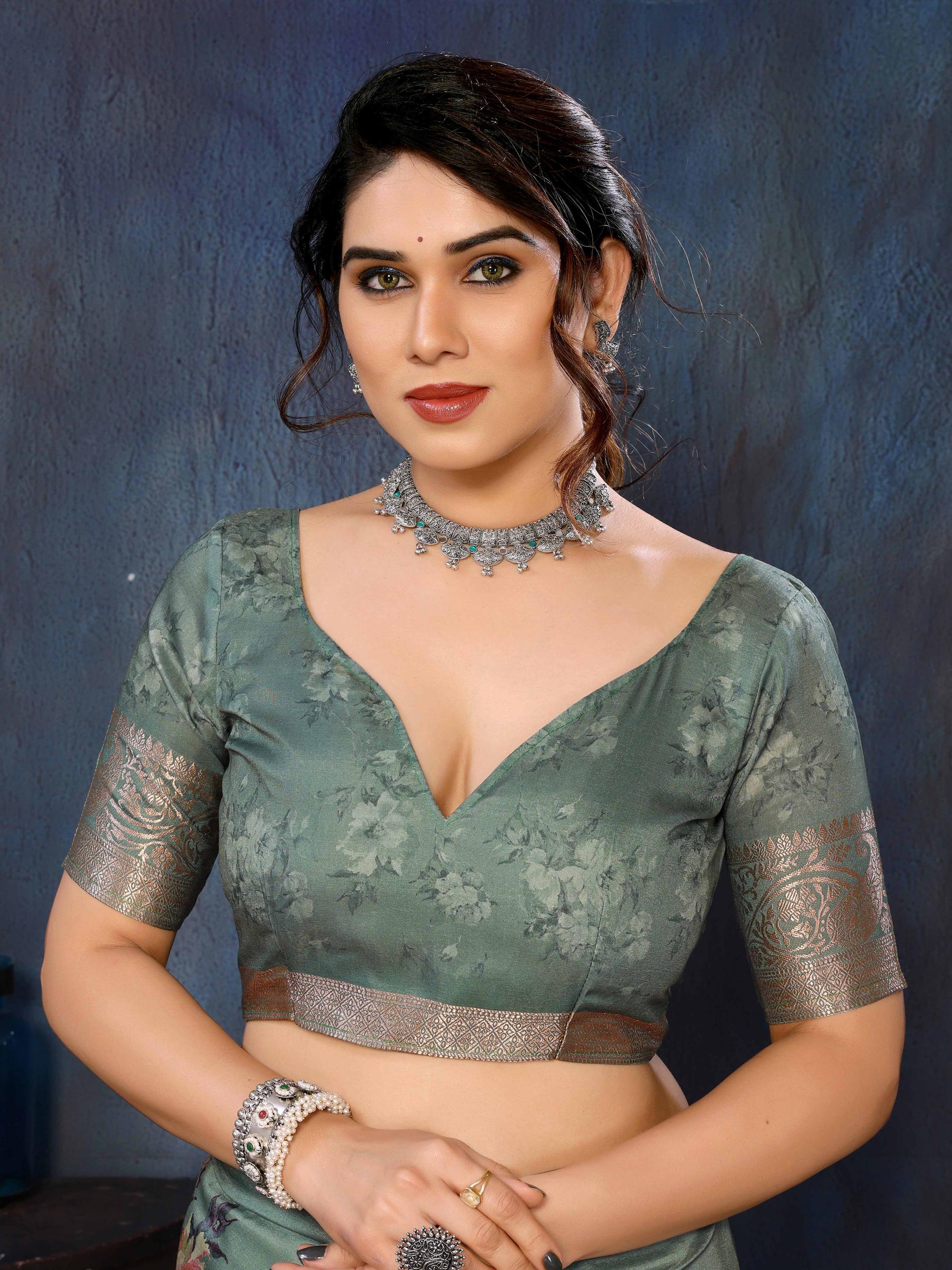 Green Velvet Tussar Silk Woven Jacquard Saree