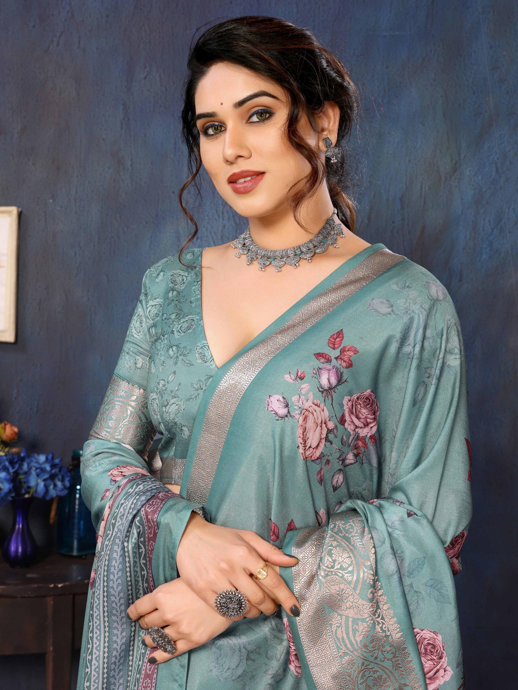 Green Velvet Tussar Silk Woven Jacquard Saree