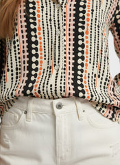 Black & White Poly Crepe Polka Dots Printed Shirt