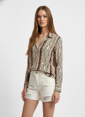 Black & White Poly Crepe Polka Dots Printed Shirt