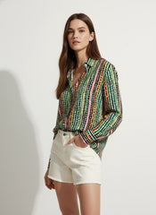 Multi Poly Crepe Polka Dots Printed Shirt