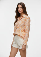 Peach Line Floral Printed Poly Crepe Women's Shirt