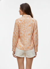 Peach Line Floral Printed Poly Crepe Women's Shirt