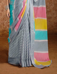 Grey moss chiffon Leheriya Saree