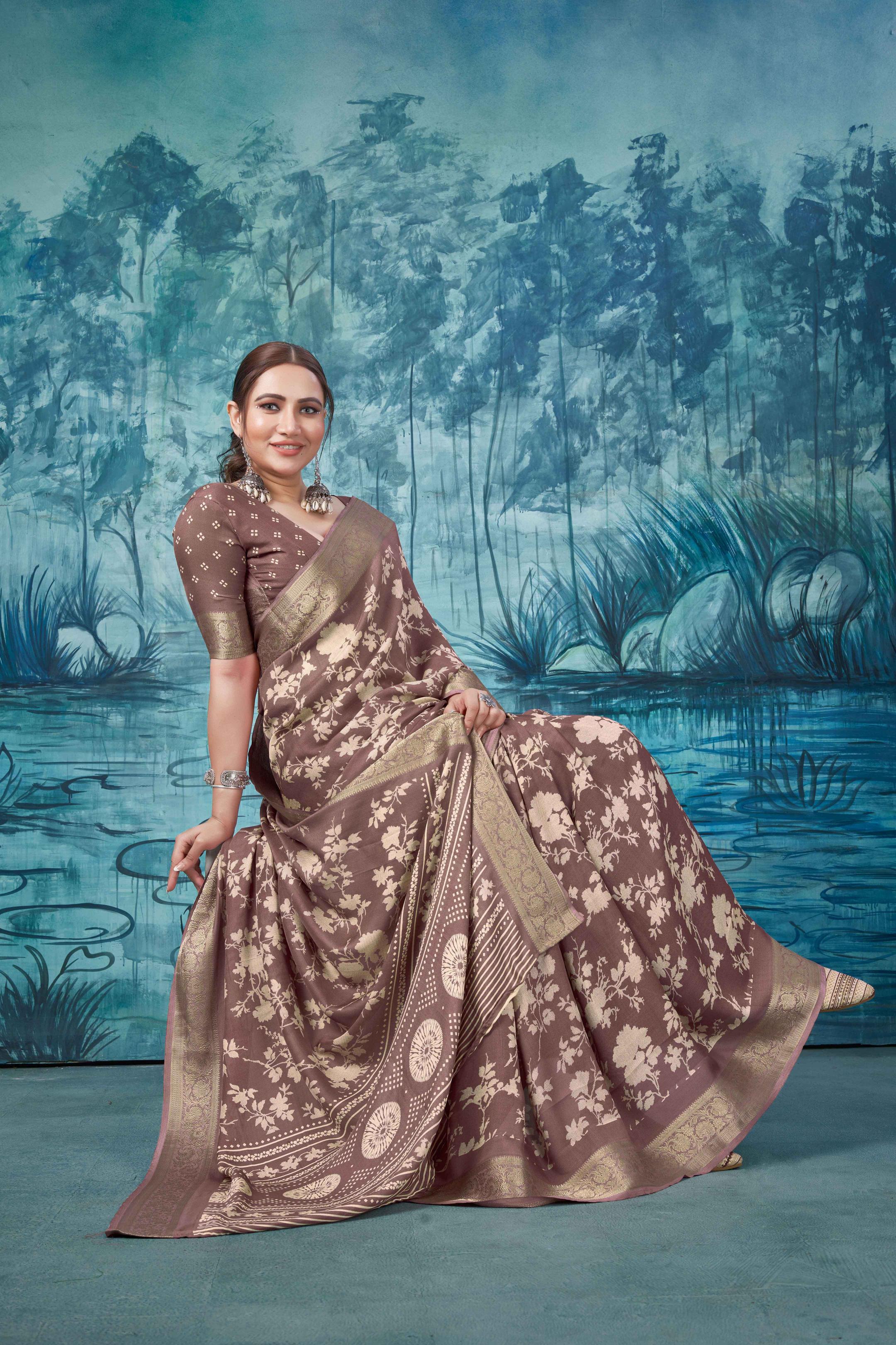 Brown Pure Mas Mailo  Saree