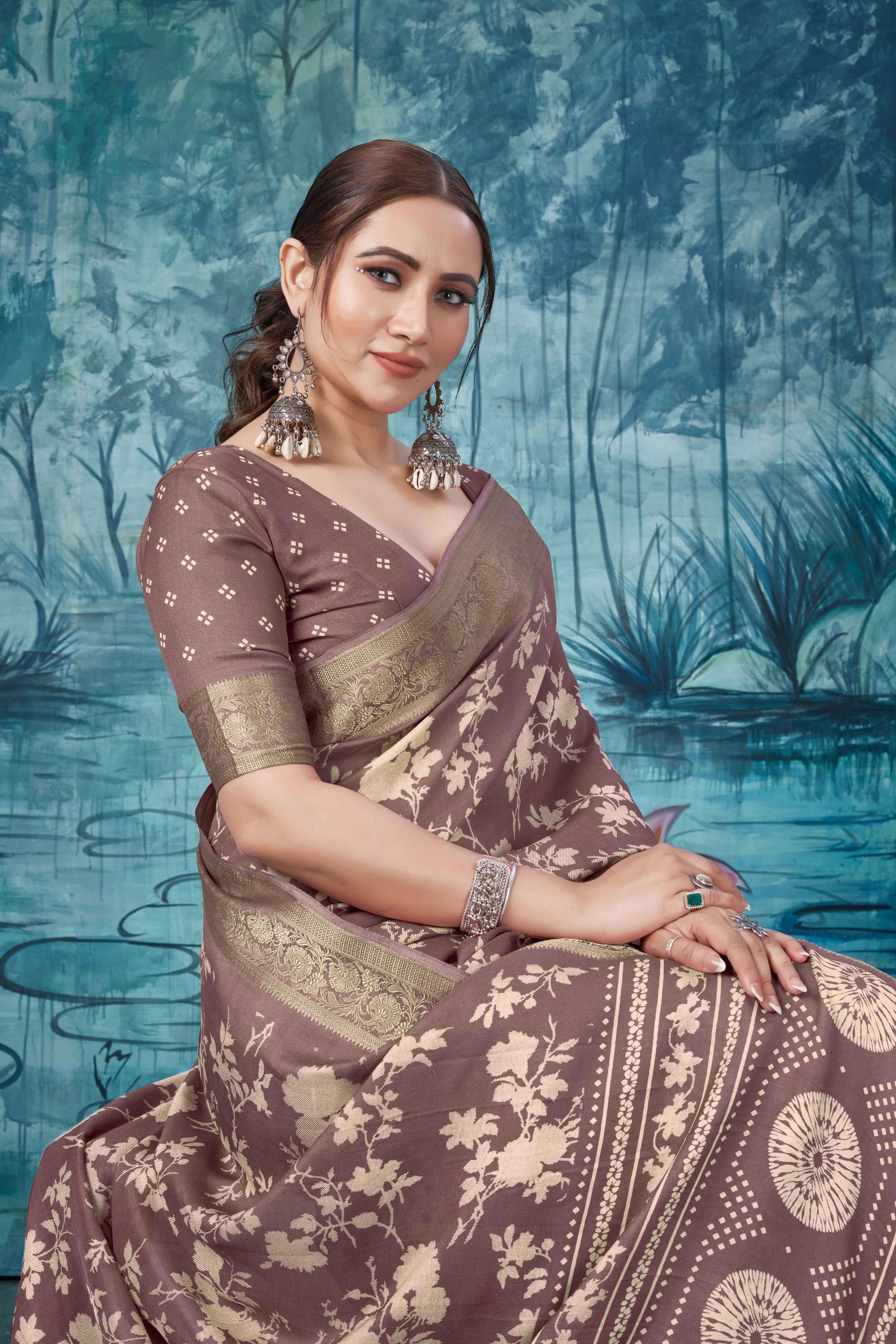 Brown Pure Mas Mailo  Saree