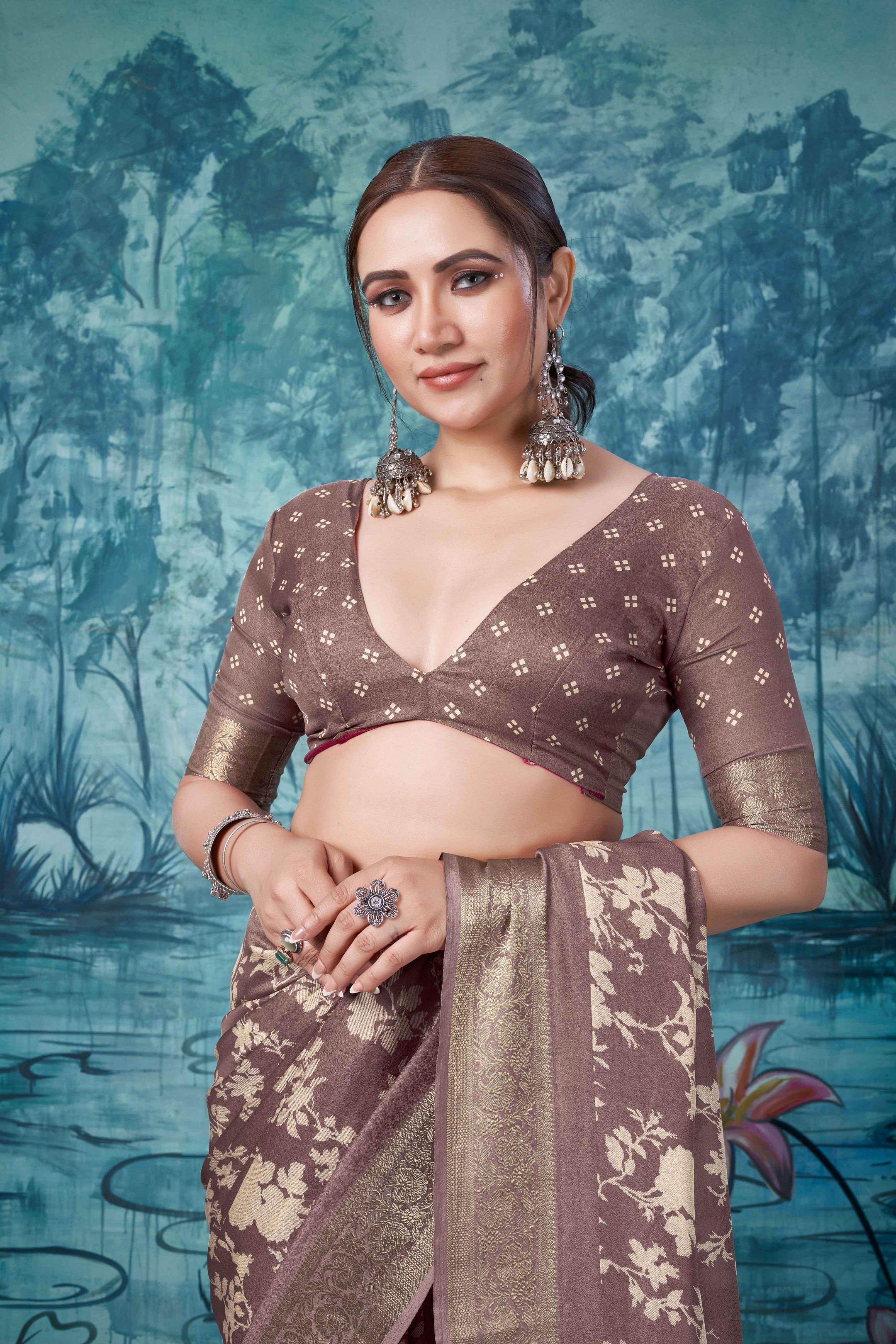 Brown Pure Mas Mailo  Saree