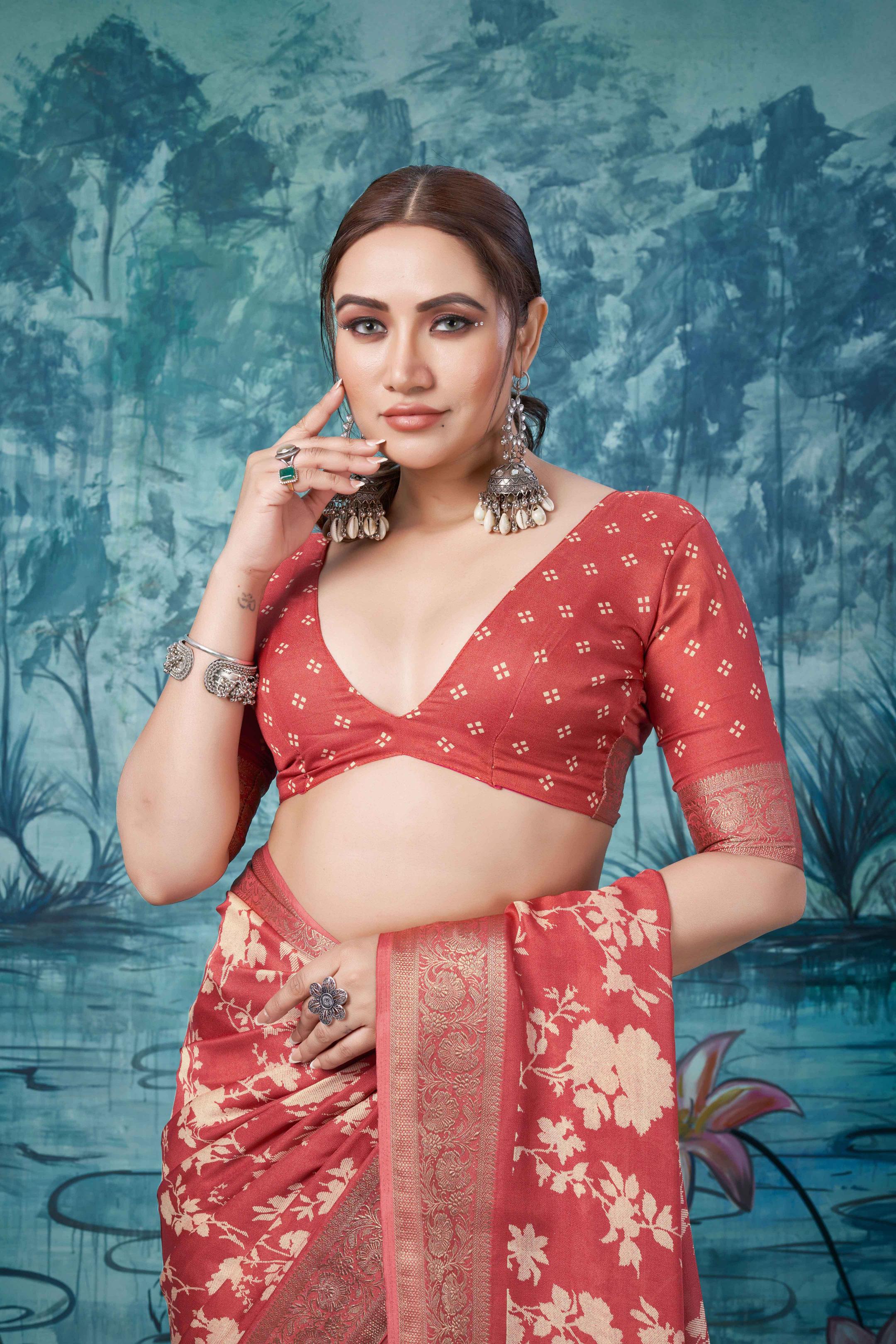 Peach Pure Mas Mailo  Saree