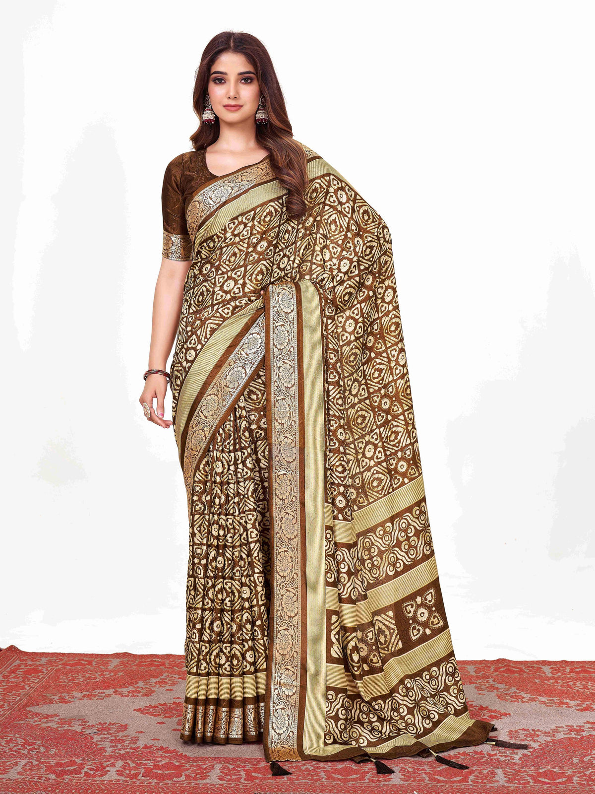 Coffee Brown  Printed Saree-SVTRI3003