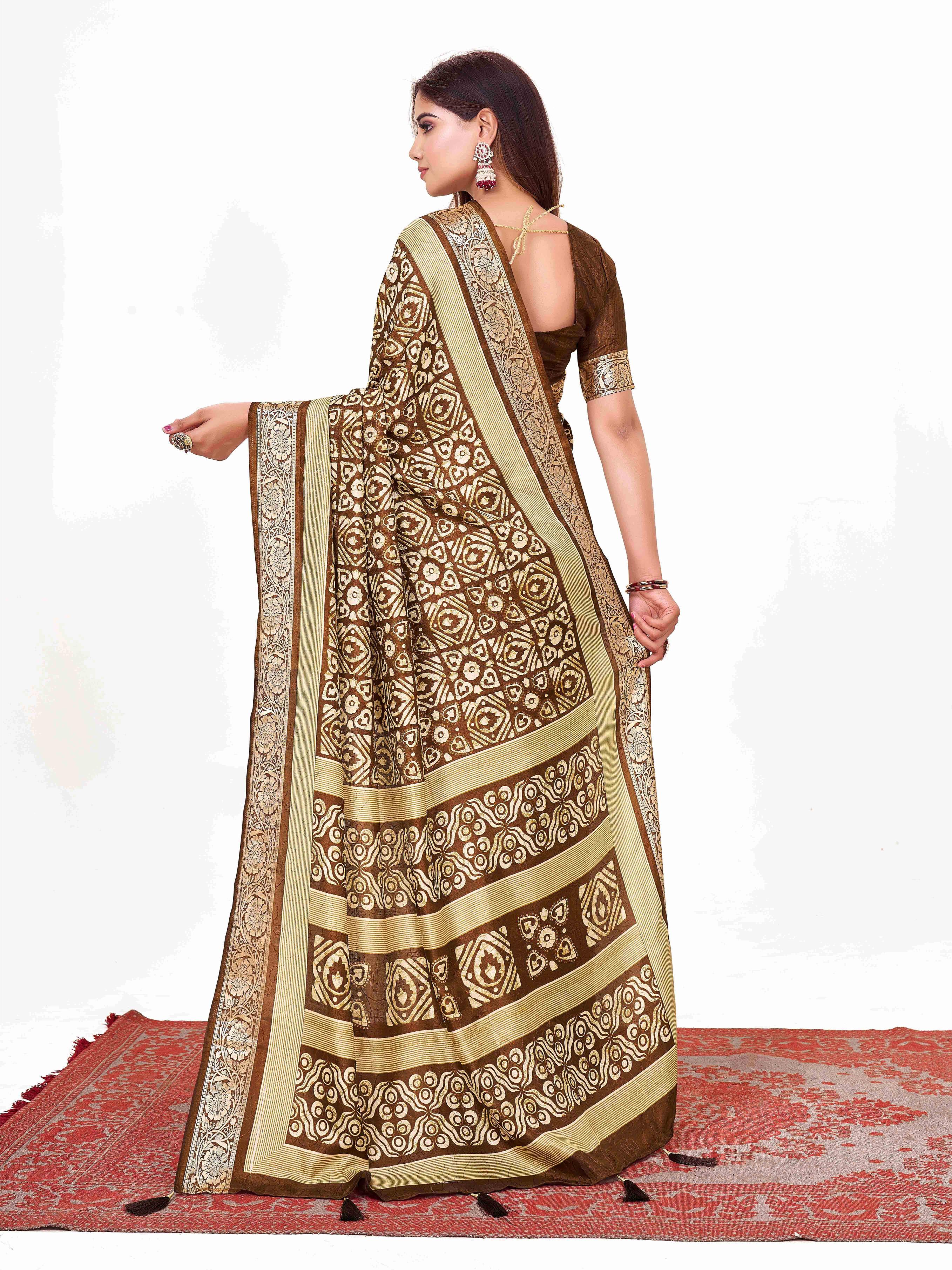 Coffee Brown  Printed Saree