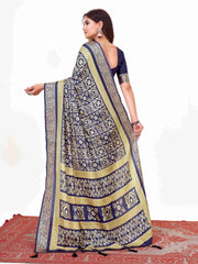 Navy Blue  Printed Saree